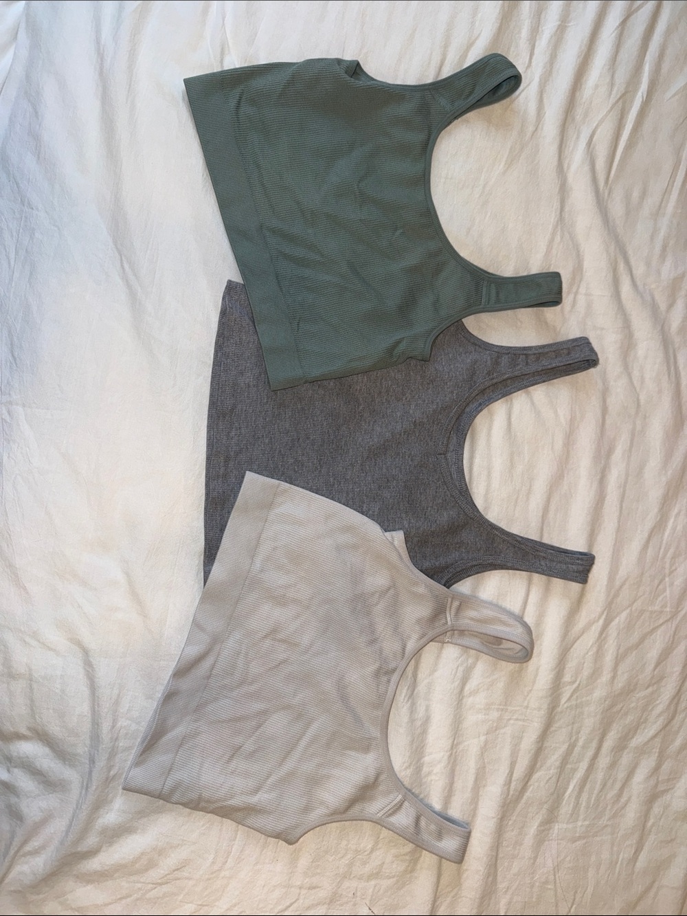 Everyday Ribbed Tank Crop Top - Sage, Gray, and Cream